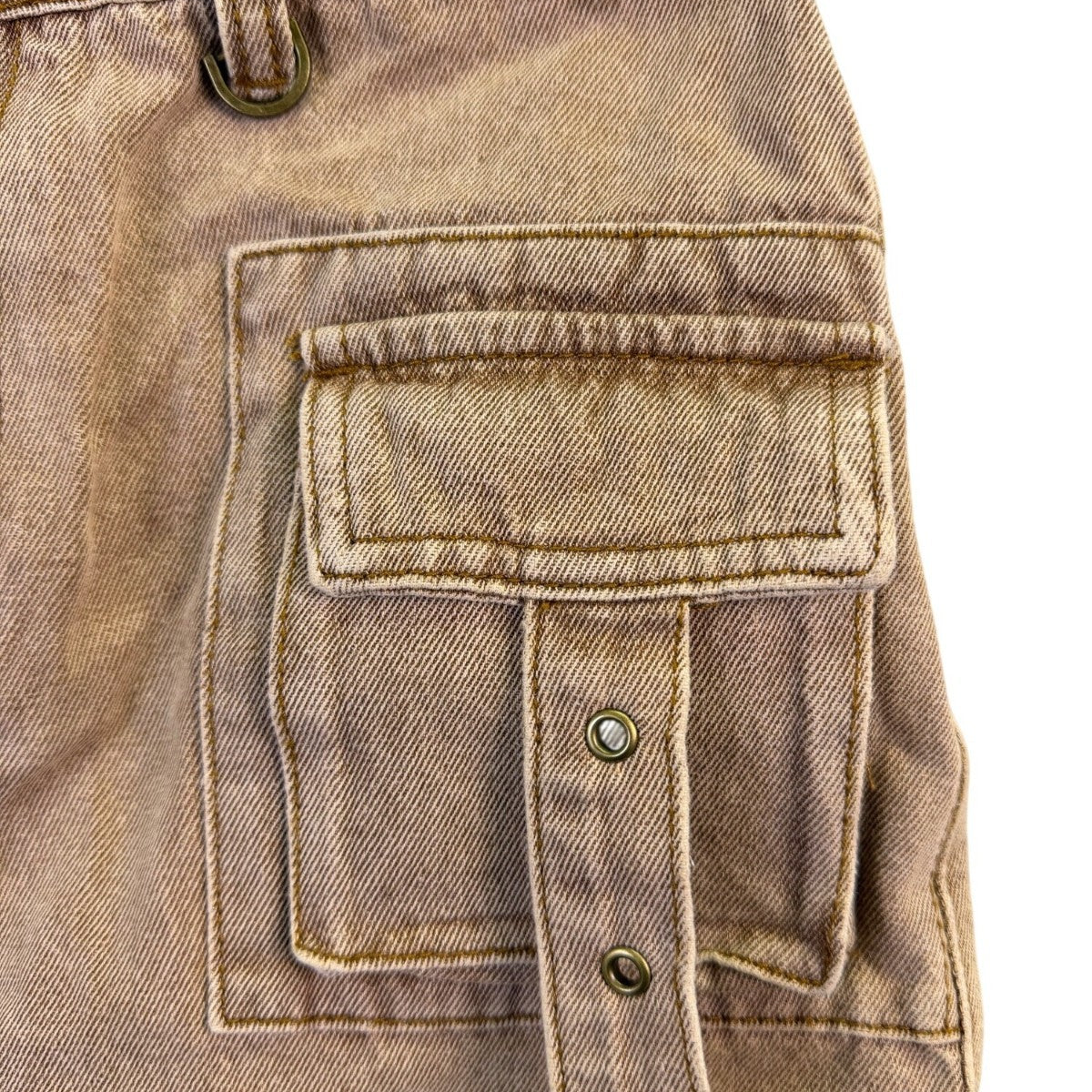 Fashion Nova Womens Brown Washed Micro Mini Skirt W/ Pockets Size M