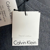 Calvin Klein Mens Medium Grey Cotton V-Neck Liquid Rib Long Sleeve Sweater Sz XL