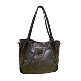 Tods Women’s Gray Patent & Brown Double Strap Signature Logo Accent Tote Bag