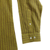 Fabindia Mens Green Striped Cotton Shirt Slim Fit Long Sleeve Size L - New