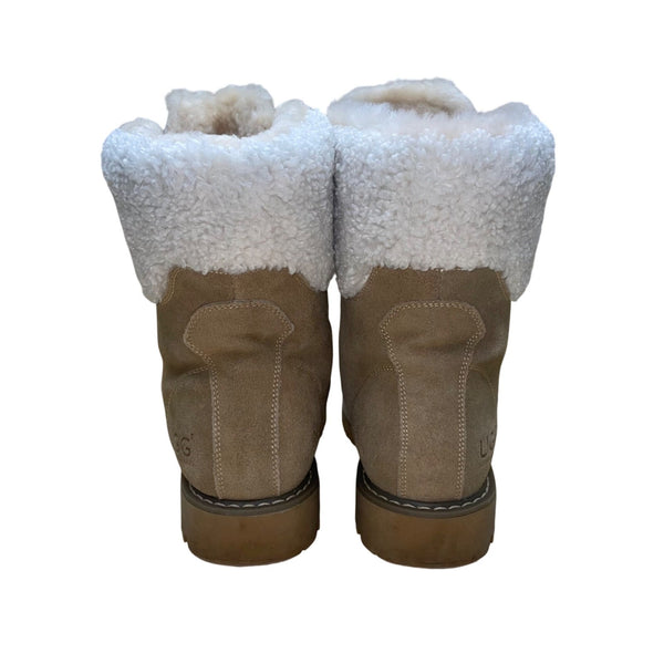 UGG Australian Shepherd Women’s Brown Suede & White Wool Mina Boots Size M6/L7