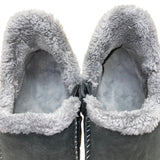 Orthofeet Men’s Black Leather With Faux Fur Lining Slip-On Slippers Size 12 Wide