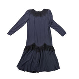 Vintage Diane Von Furstenberg Womens Navy Long-Sleeve Dress Size M