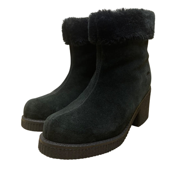 Totes Women’s Black Faux Fur Trimmed Leather Citi Night Ankle Boots Size 8M