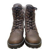 Martino Women’s Brown Leather Knit Pattern Lace-Up Doubletex Winter Boots Sz 11