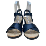 Clarks Women’s Black Leather Adhesive Strap Tulip Gem Wedge Sandals Size 11M