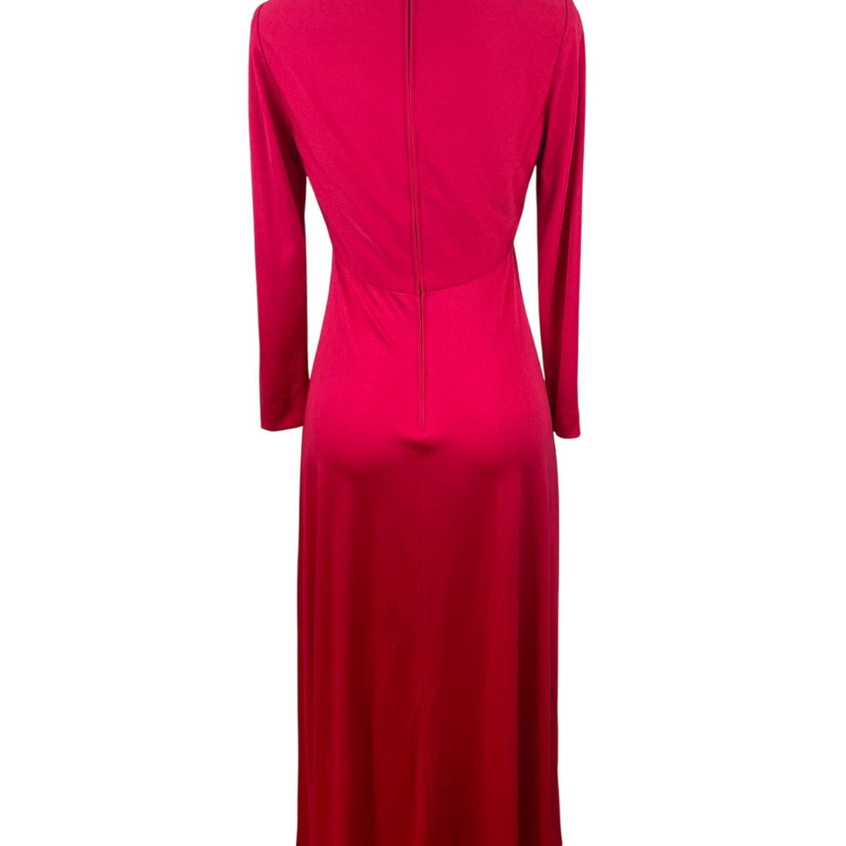 Vintage Leo Narducci Long Sleeve Red Maxi Dress With Knotted Front Detail