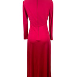 Vintage Leo Narducci Long Sleeve Red Maxi Dress With Knotted Front Detail