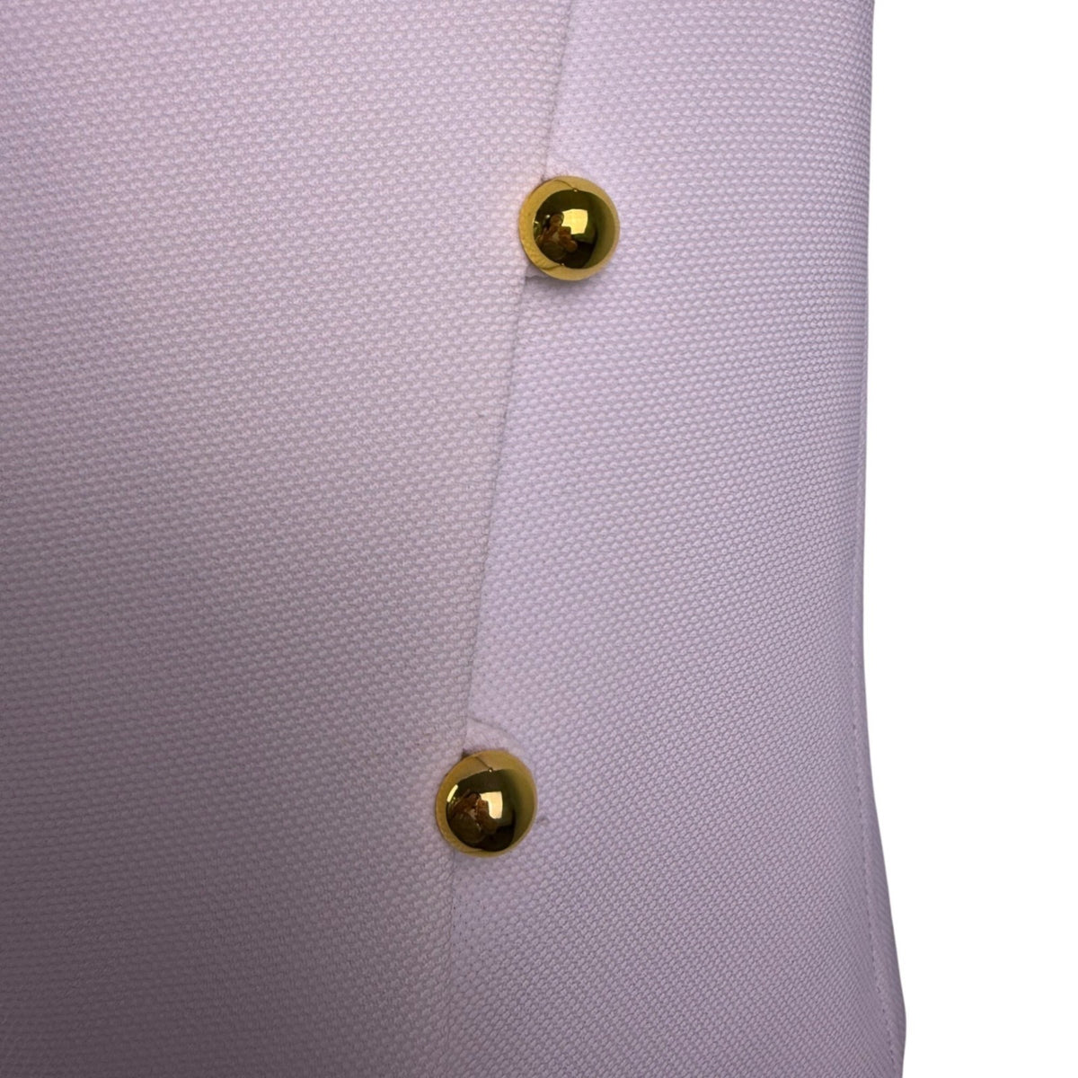 Tahari Womens White Polyester Short Sleeve Gold Button Detail Blouse Size 4