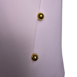 Tahari Womens White Polyester Short Sleeve Gold Button Detail Blouse Size 4