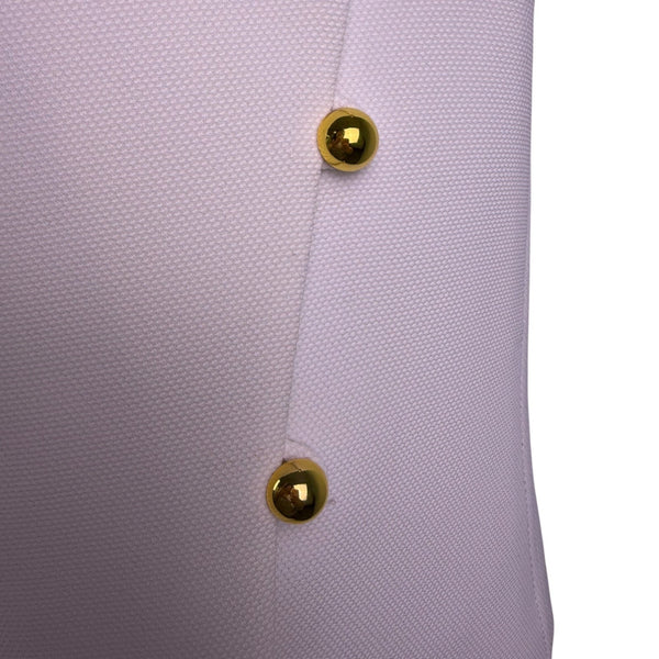 Tahari Womens White Polyester Short Sleeve Gold Button Detail Blouse Size 4