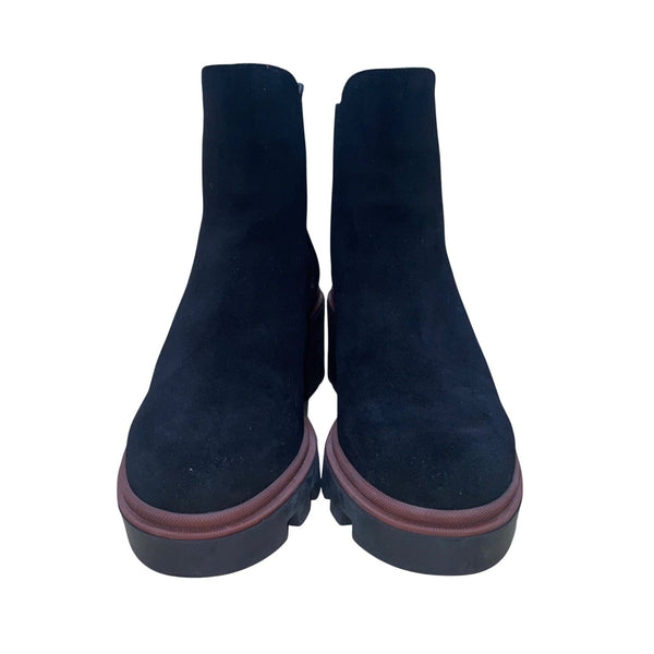 António De Faria Women’s Black Suede Lug Sole Chelsea Boots Size 8