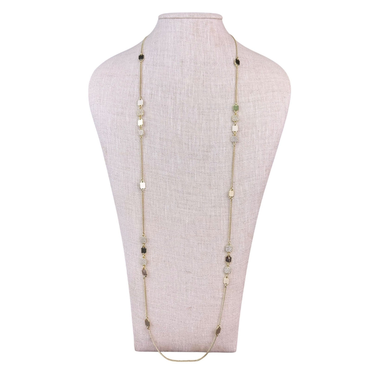DKNY Womens Gold Tone Metal Long Chain Necklace Elegant Multi-Layer Design
