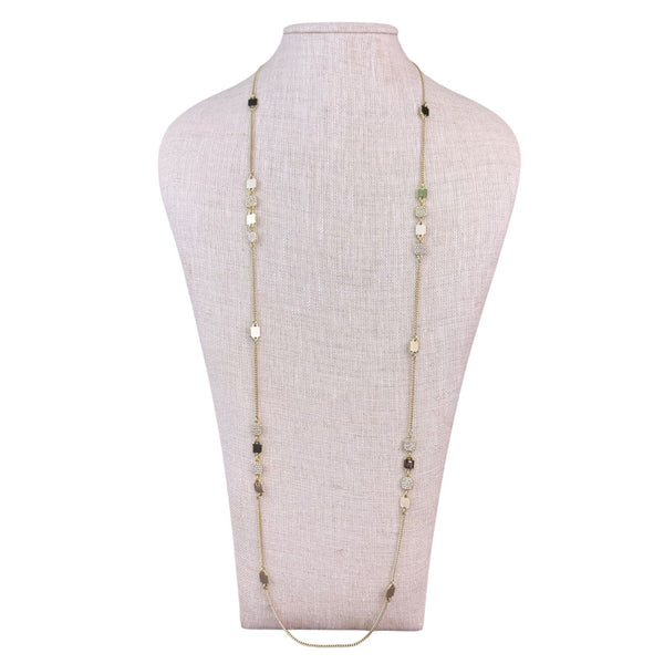 DKNY Womens Gold Tone Metal Long Chain Necklace Elegant Multi-Layer Design