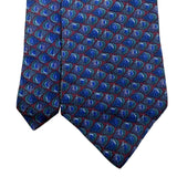 Christian D Mens Blue Red Silk Necktie Peacock Print