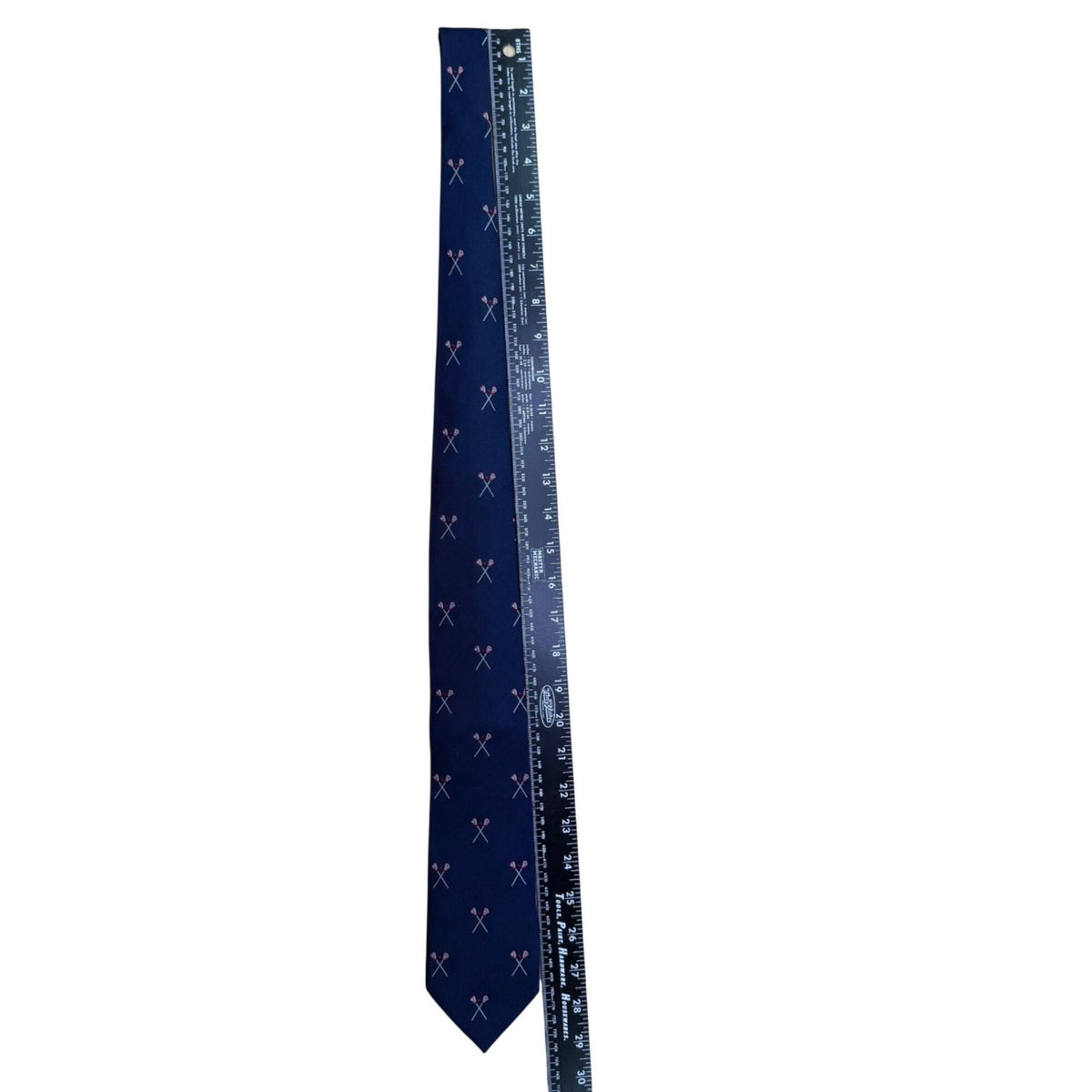 J.Crew Mens Navy Silk Tie Lacrosse Crosses Embroidery A