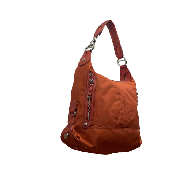 Tumi Women’s Orange Nylon Zip Top Front Zipper Accents Shoulder Bag