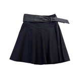Debbie Shuchat Womens Black Flared Skirt With Faux Leather Trim Size 2