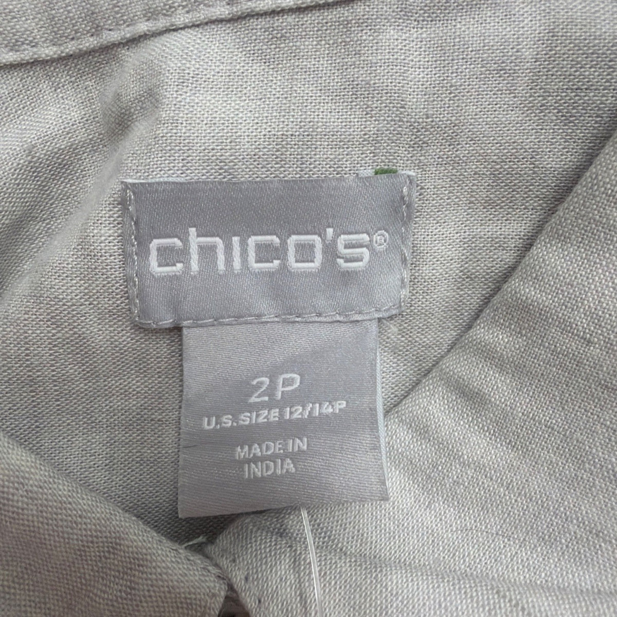 Chicos Womens Light Gray Linen-Blend Button-Down Long Shirt Dress Size 2P