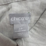 Chicos Womens Light Gray Linen-Blend Button-Down Long Shirt Dress Size 2P