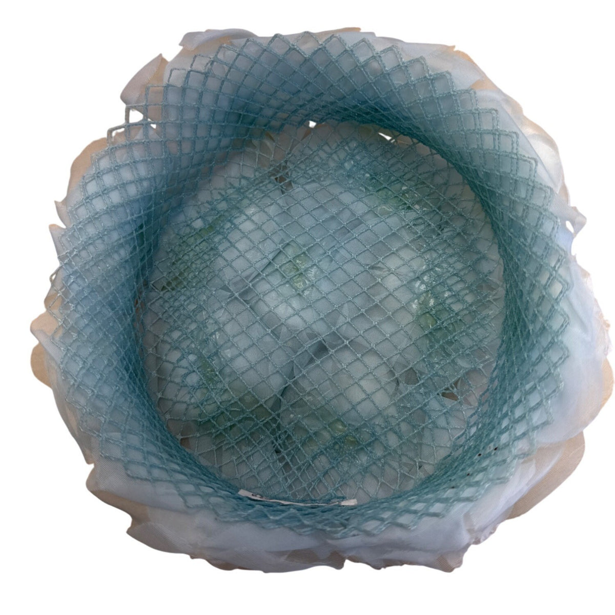 Vintage Blue & White Floral Hat With Mesh