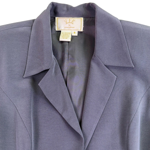 Vie By Victoria Royal Womens Gray Sequin Top & Blazer Formal Dress Set Sz 8