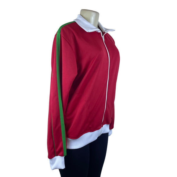 Portugal Women’s Red Track Jacket Full Zip With White & Green Trim Sz 2 - New