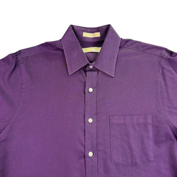 Michael Kors Mens Purple Cotton Button-Up Long Sleeve Shirt Regular Fit Sz 15.5