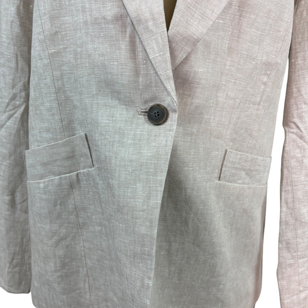 Talbots Womens Beige Linen Blend Blazer Jacket Size 8 Single Button Size 8 - New