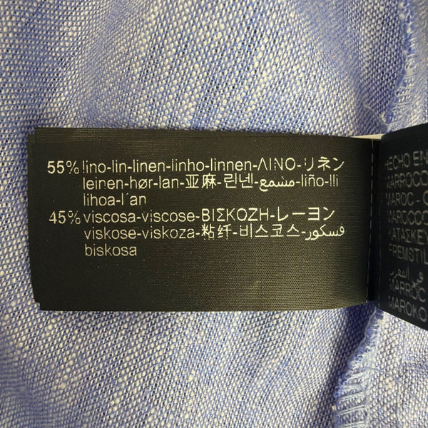 Zara Womens Blue Linen-Blend Collared Button-Up Short Sleeve Shirt Size XS