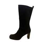Stuart Weitzman Women’s Black Suede Knee-High Heeled Square Toe Boots Size 8.5M