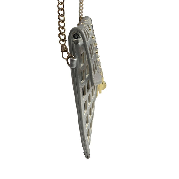 Women's Silver & Gold Chain Strap Studded Shoulder Clutch