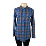 Kavu Womens Blue Plaid Long Sleeve Button-Up Shirt High Horizon Size S