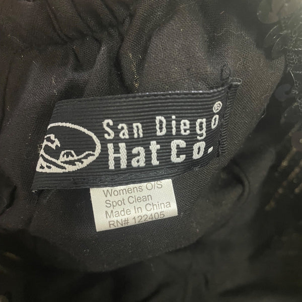 San Diego Hat Co. Womens Black Sequin Beret Stylish Sparkly Design