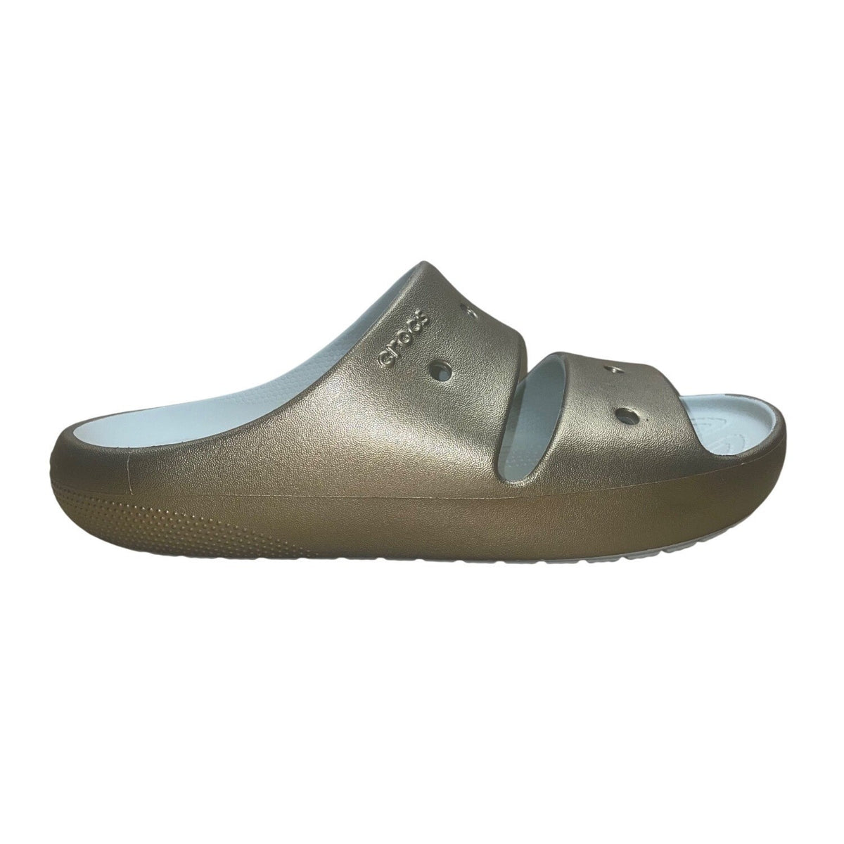 Crocs Unisex Metallic Gold Two-Strap Slip-On Comfort Slides Size M9/W11