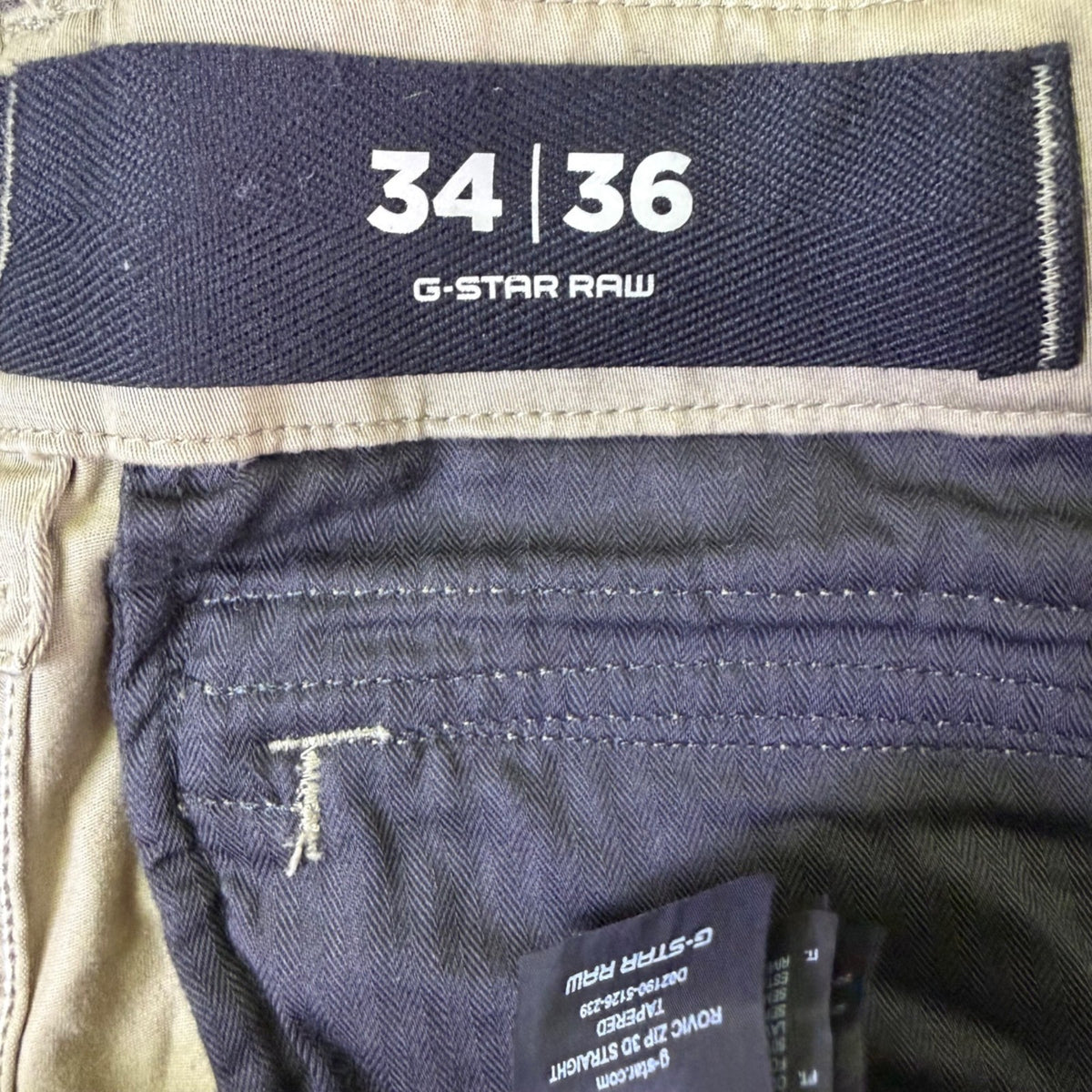 G-Star Raw Mens Khaki Tapered Cargo Pants With Multi-Pocket Design Size 34X36