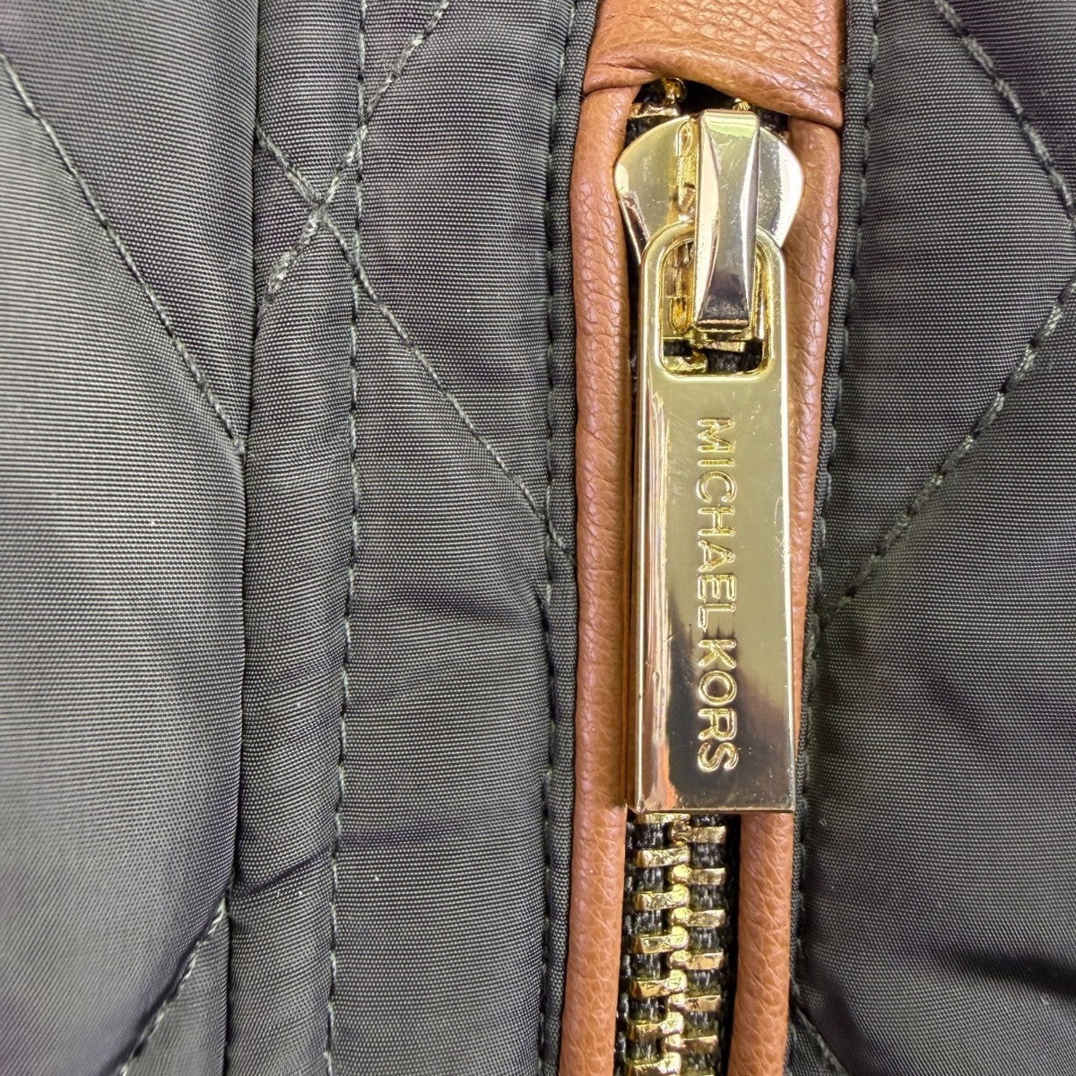 Michael Michael Kors Womens Olive Quilted Jacket Classic Design Sz L