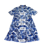Tommy Bahama Womens Blue & White Dress Short Sleeve Zip Front Leaf Print Sz XL  