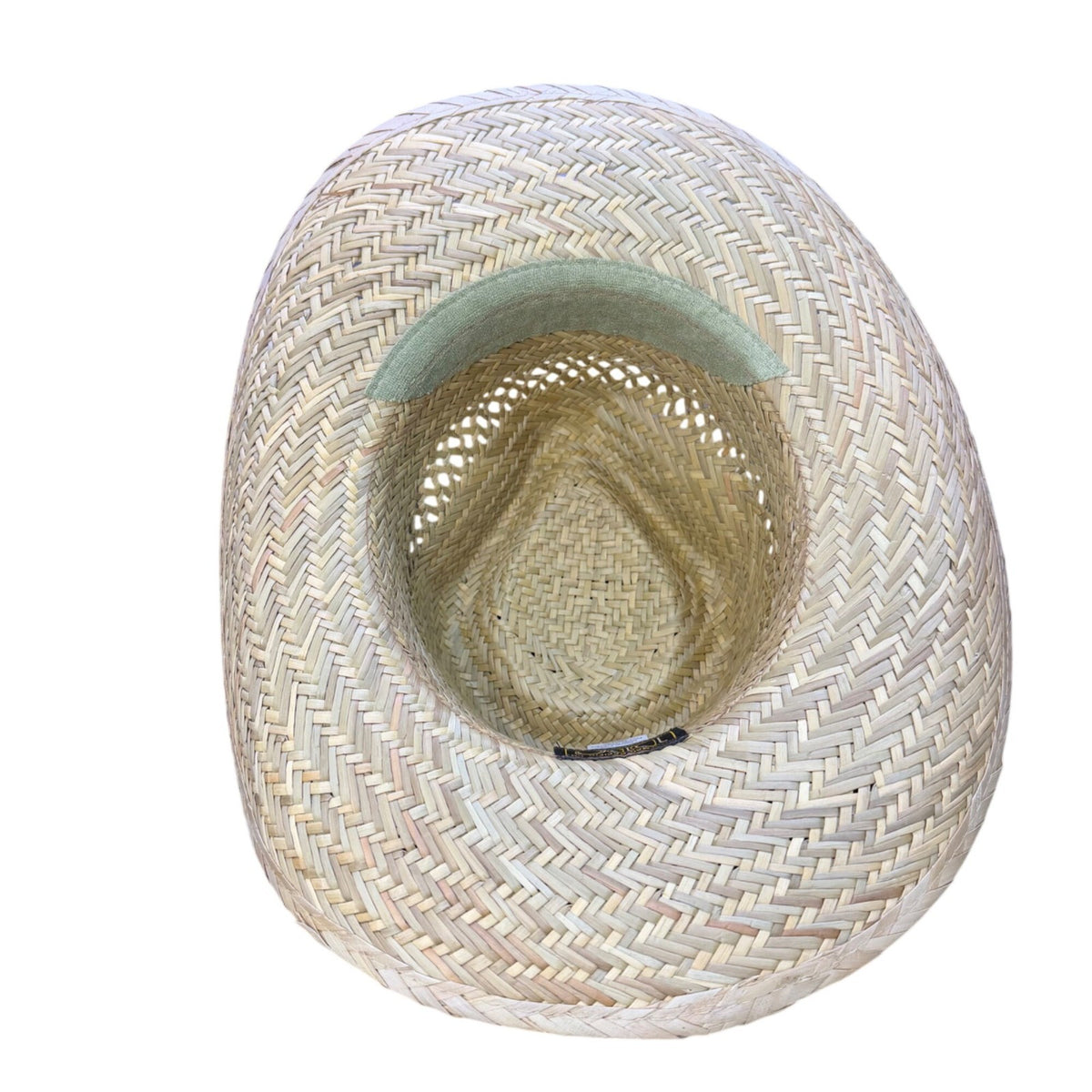 Dorfman Pacific Mens Natural Fibre Straw Western Hat Medium Handmade Brown Band