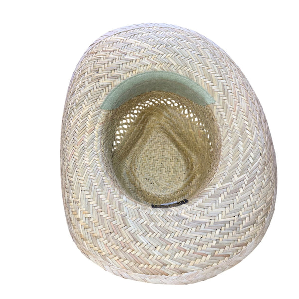 Dorfman Pacific Mens Natural Fibre Straw Western Hat Medium Handmade Brown Band