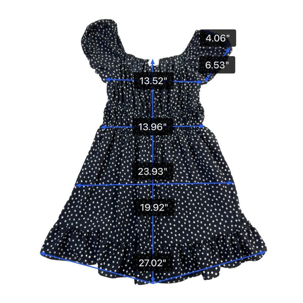 Asos Womens Black White Polka Dot Short-Sleeve Smocked Mini Dress Size 10