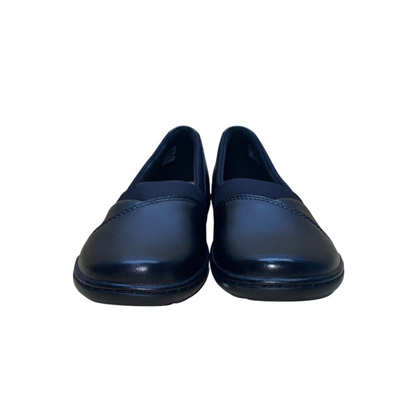 Clarks Ultimate Women’s Black Leather Cora Charm Slip-On Flats Shoes Size 7.5 M