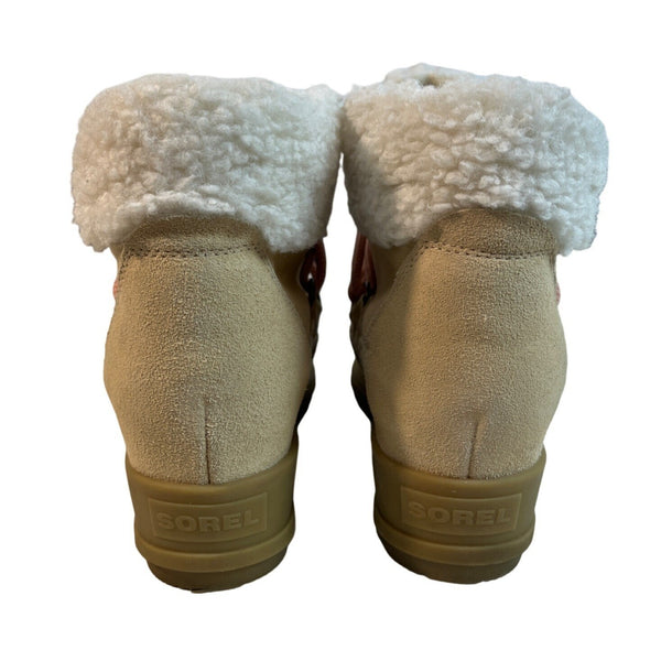 Sorel Women’s Leather Lace Boots Faux Fur Sz 11