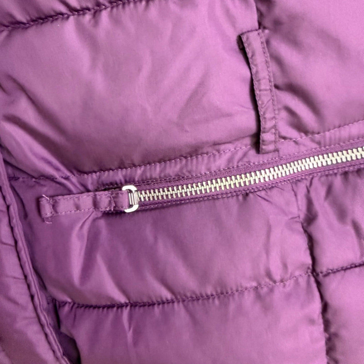 U.S. Polo Assn. Womens Purple Puffer Jacket With Hood Large Zippered