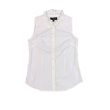 Banana Republic Womens White Sleeveless Button-Up Blouse With Lace Collar Size 4