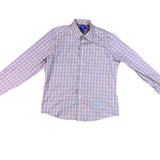 Egara Mens Burgundy White Non-Iron Plaid Button-Down Shirt Size XL