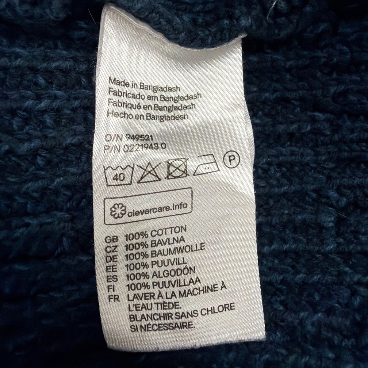H&M L.O.G.G. Mens Navy Cotton Pullover Sweater Long Sleeve Mock Neck Size L