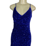 JJ’s House Women’s Royal Blue Sequin Mini Dress With Spaghetti Straps Sz S - New