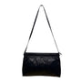 Anne Klein Women’s Dark Blue Leather Soft Woven Detail Logo Tag Shoulder Bag