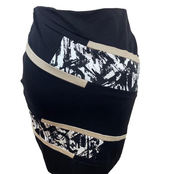 White House Black Market Womens Black Abstract Print Pencil Skirt Size 2